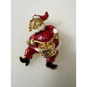 Vintage Santa Pin Drumming, Old Saint Nick